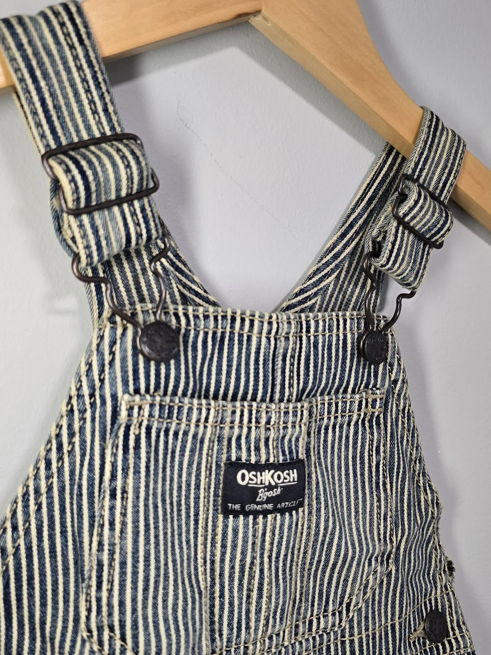 OshKosh B'gosh Striped Kids Overalls - Navy & White